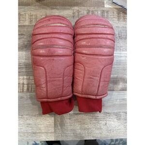 Kombi Vintage Women Red Leather Ski Mittens Size Large‎ Made Philippines